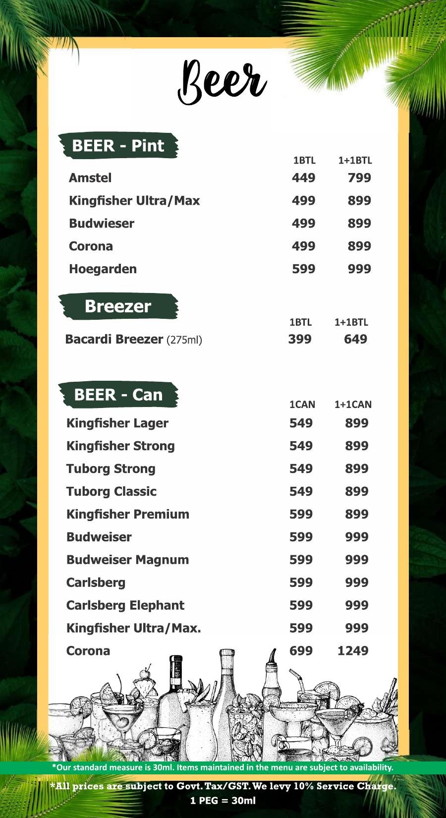 Soho bar menu page 2