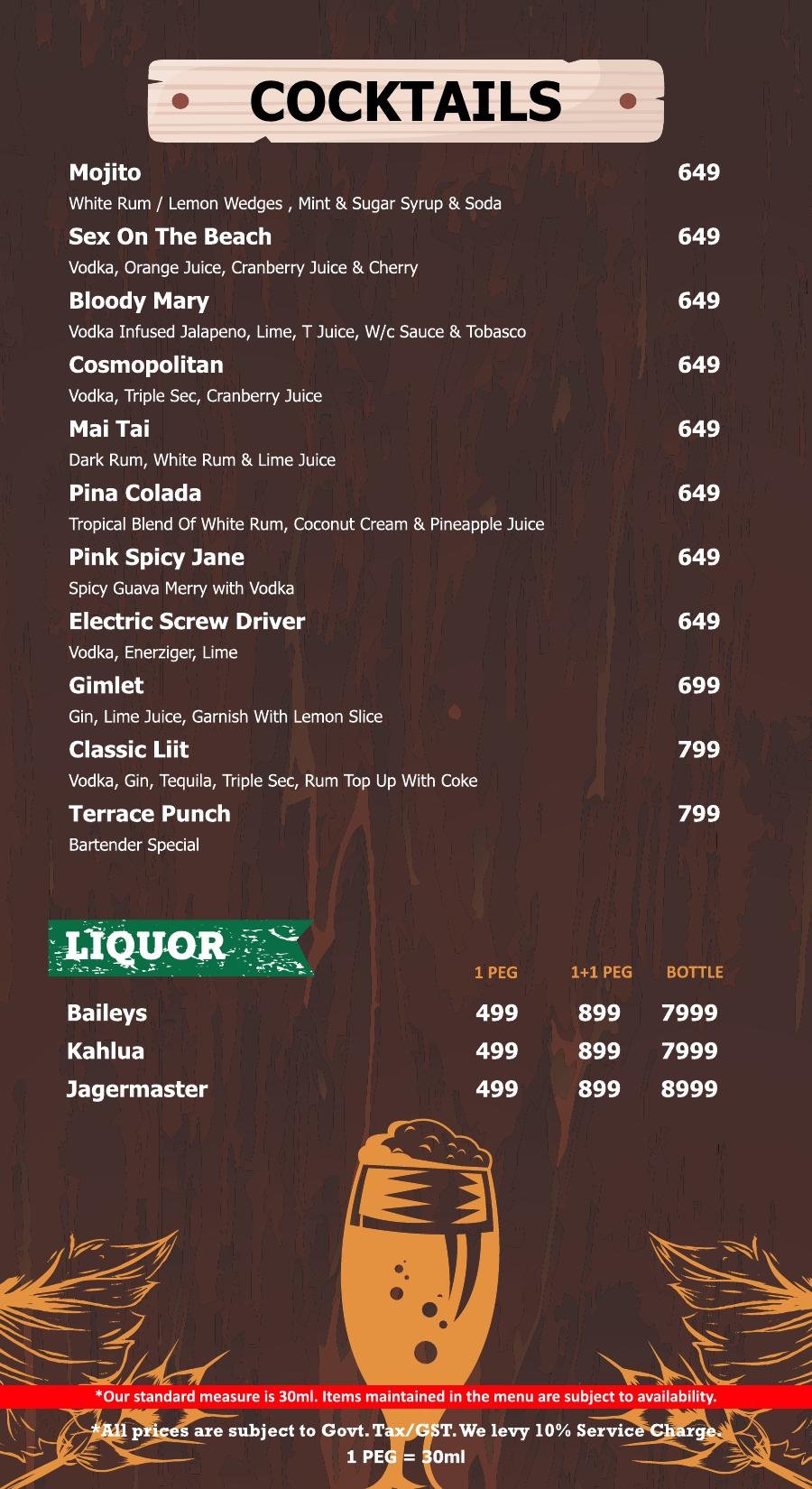 Terrace bar menu page 6