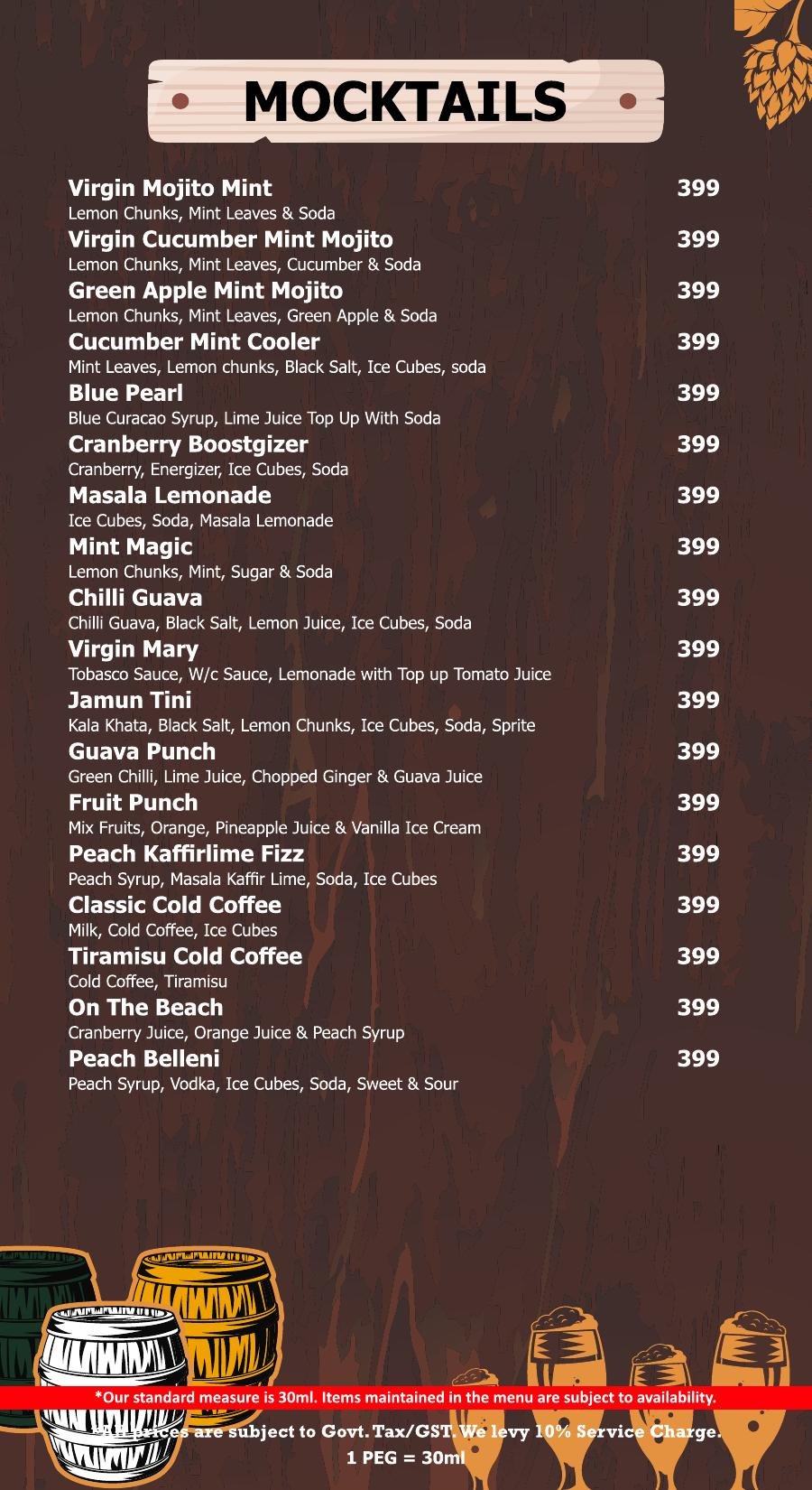 Terrace bar menu page 7