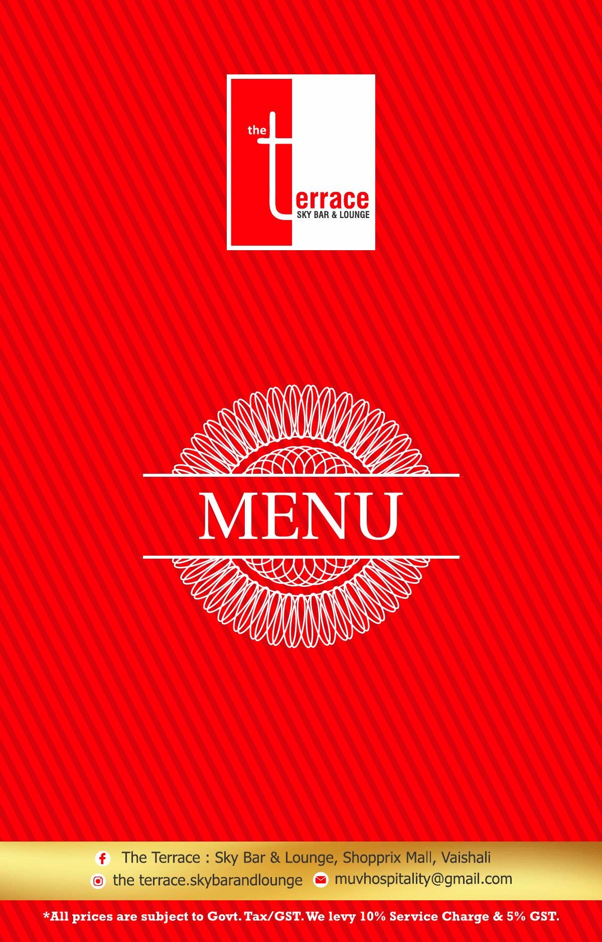 Terrace food menu page 1