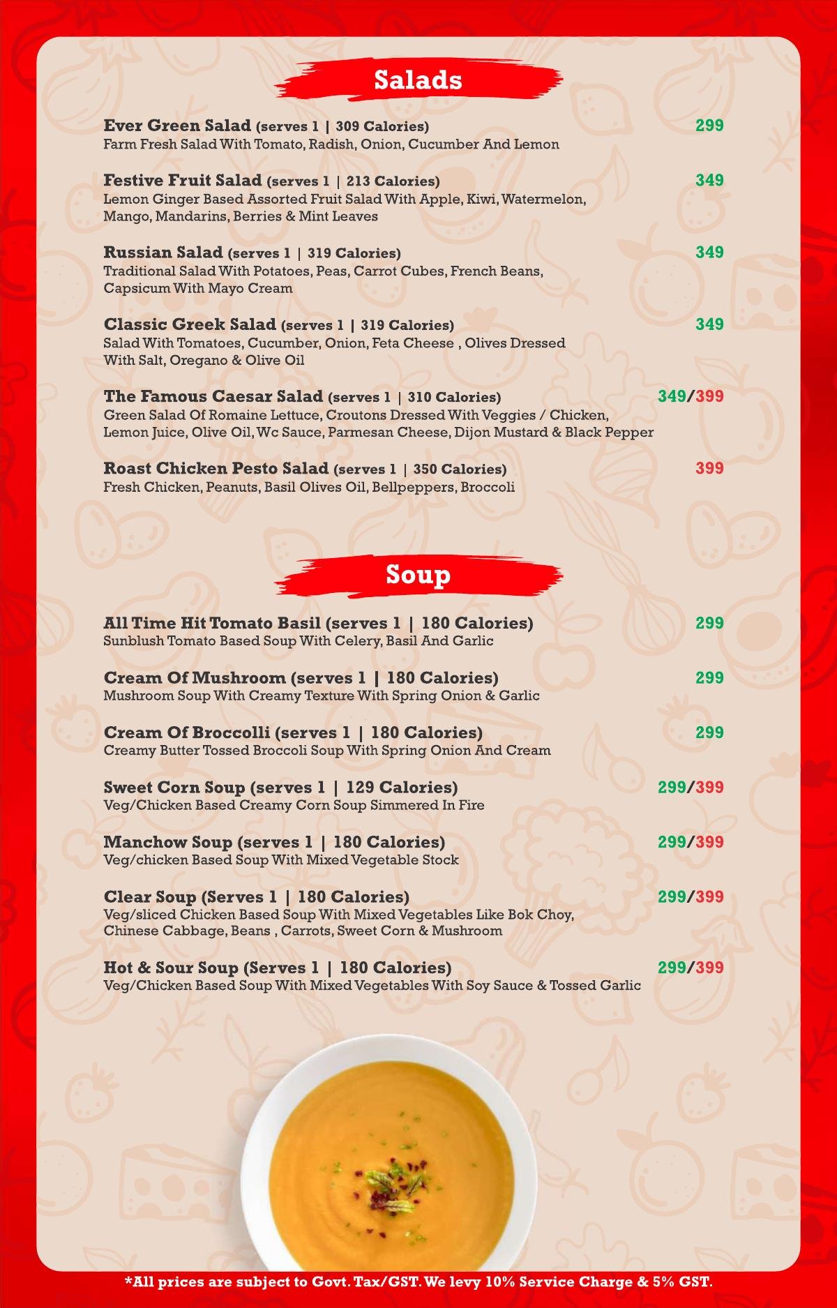 Terrace food menu page 2